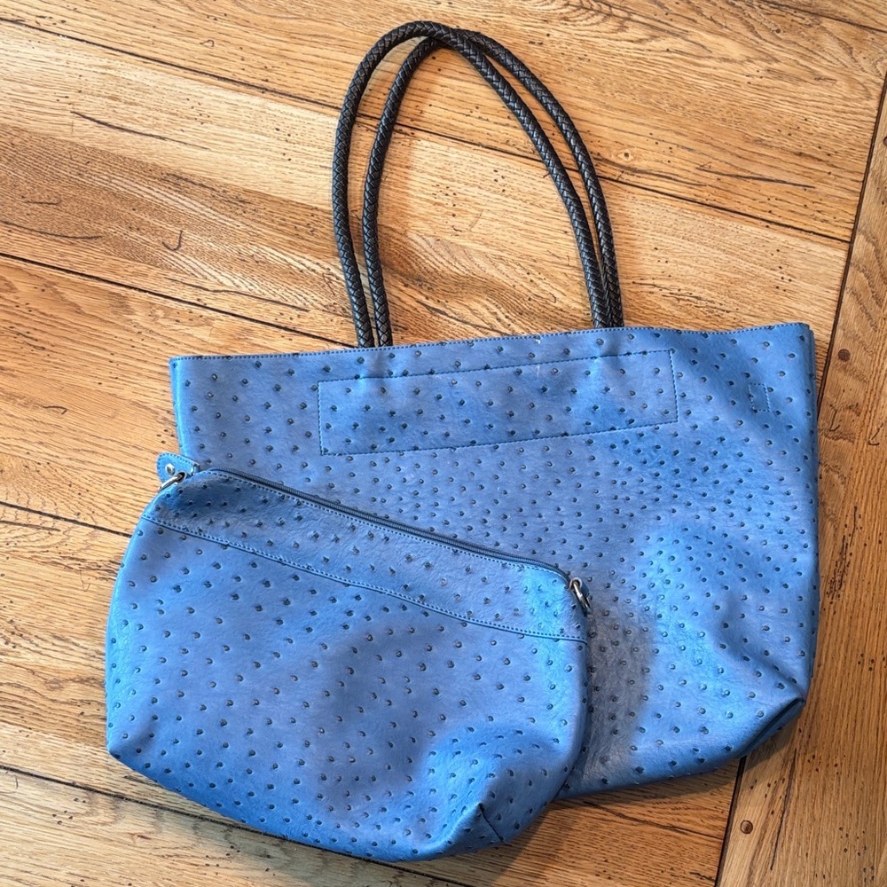 Blue Tote With Matching Pouch